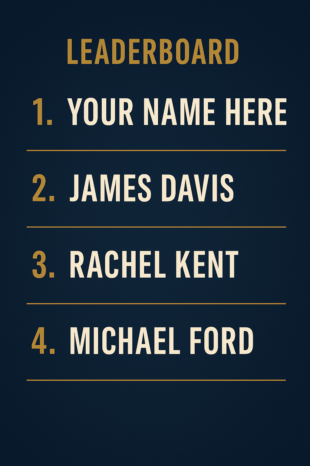 Leaderboard — Your Name Here at #1