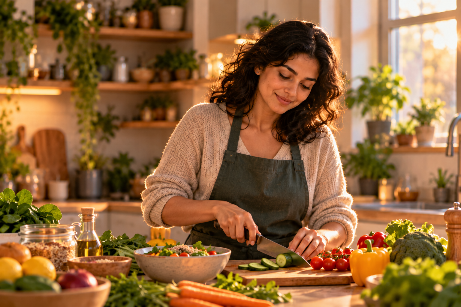 Healthy meal ingredients and food preparation