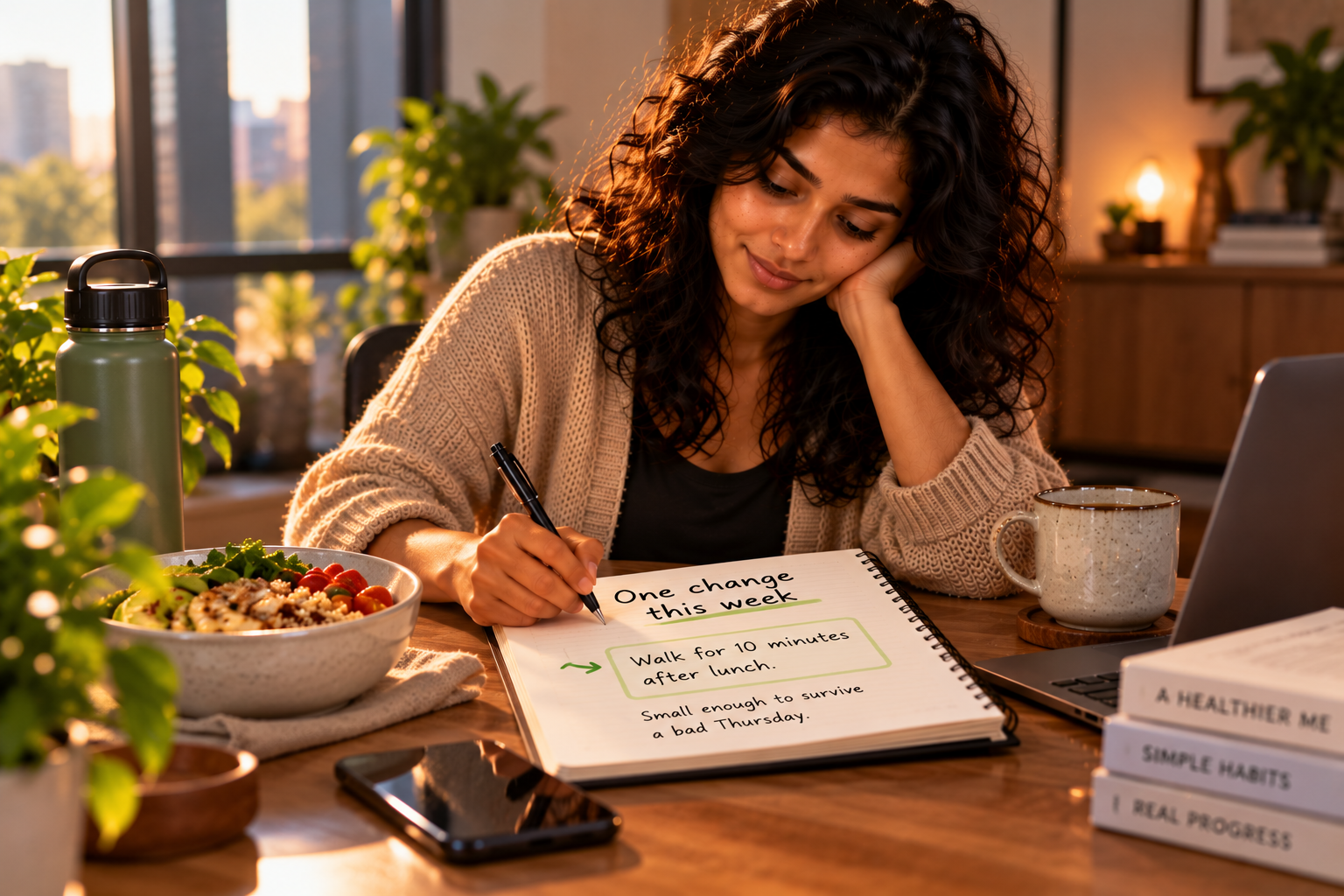 Simple healthy meal for a sustainable routine