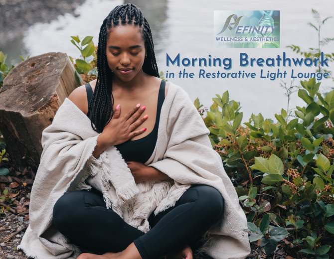 Three women are practicing yin yoga in the Restorative Light Lounge At Refinity.