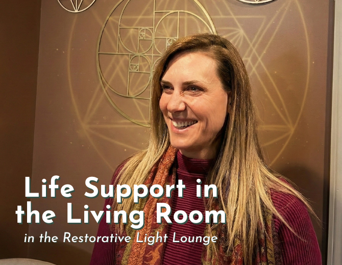 Morning Breathwork in the Restorative Light Lounge.