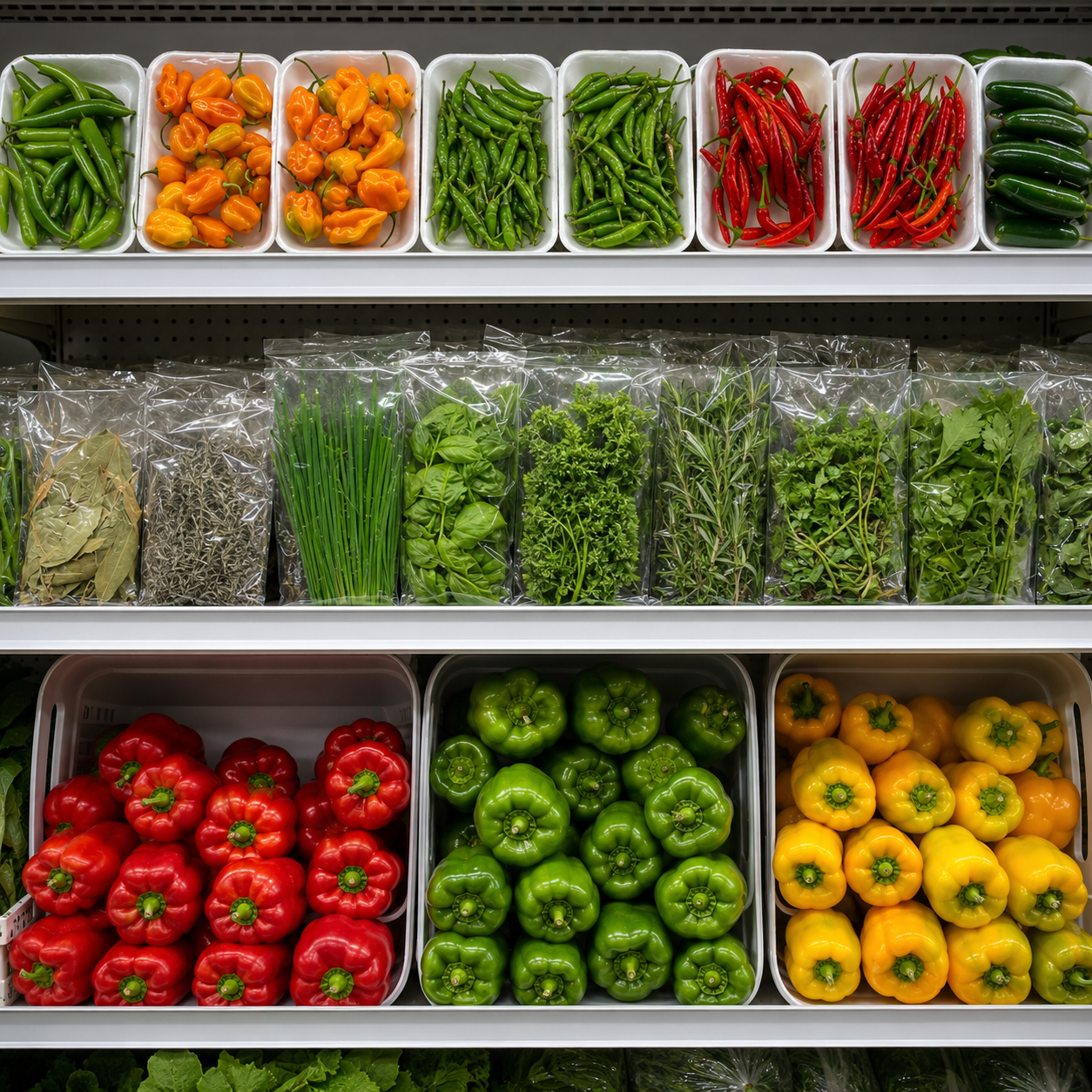 Fresh herbs and leafy greens at Barcelos Fruit & Veg, Alberton