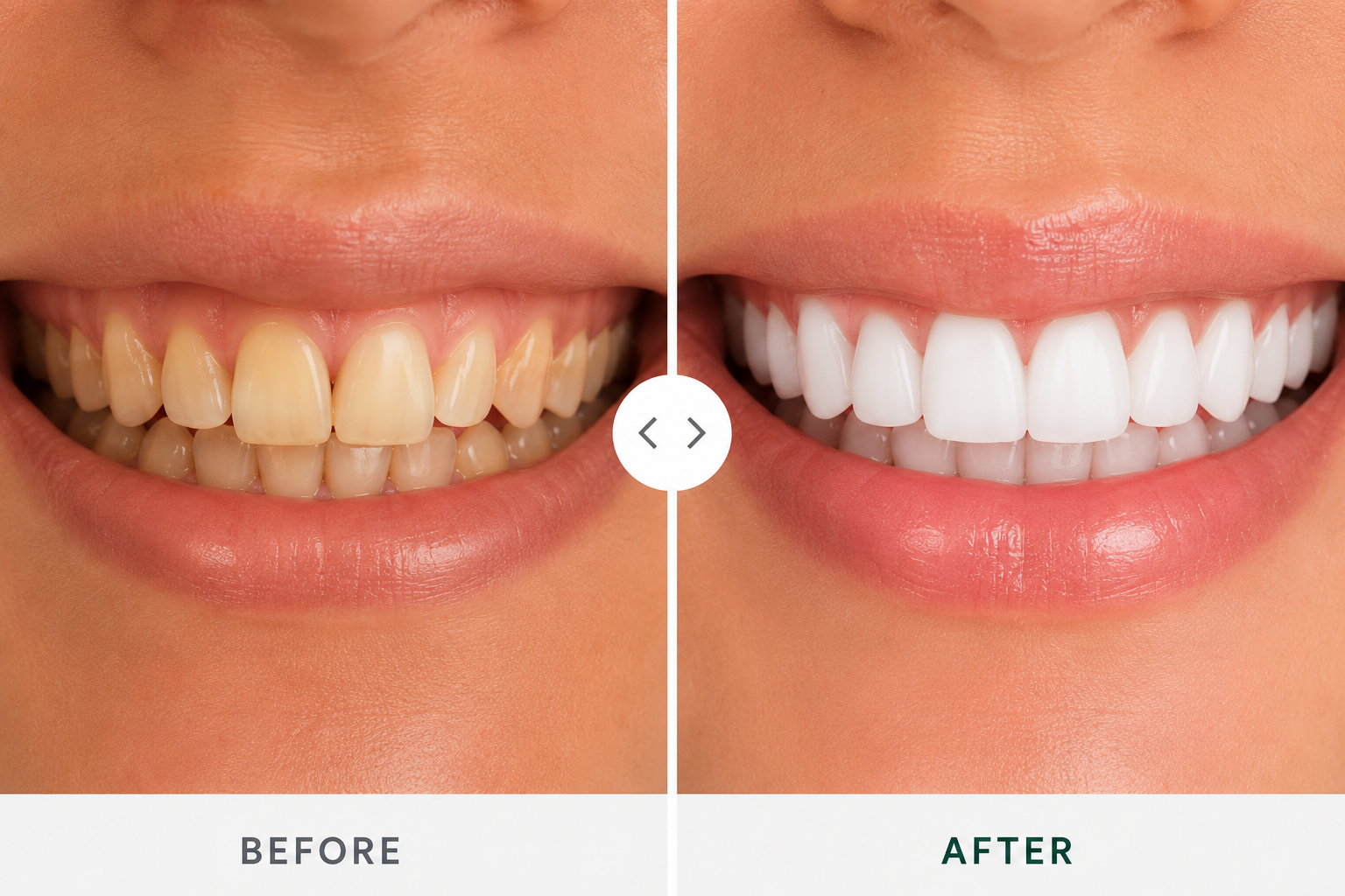 Patient smile transformation, before and after