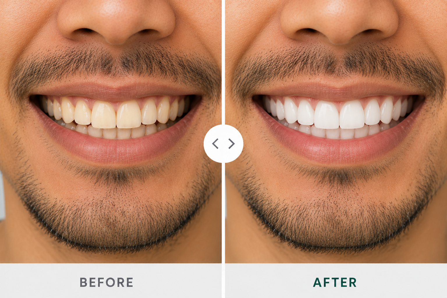 Patient smile transformation, before and after