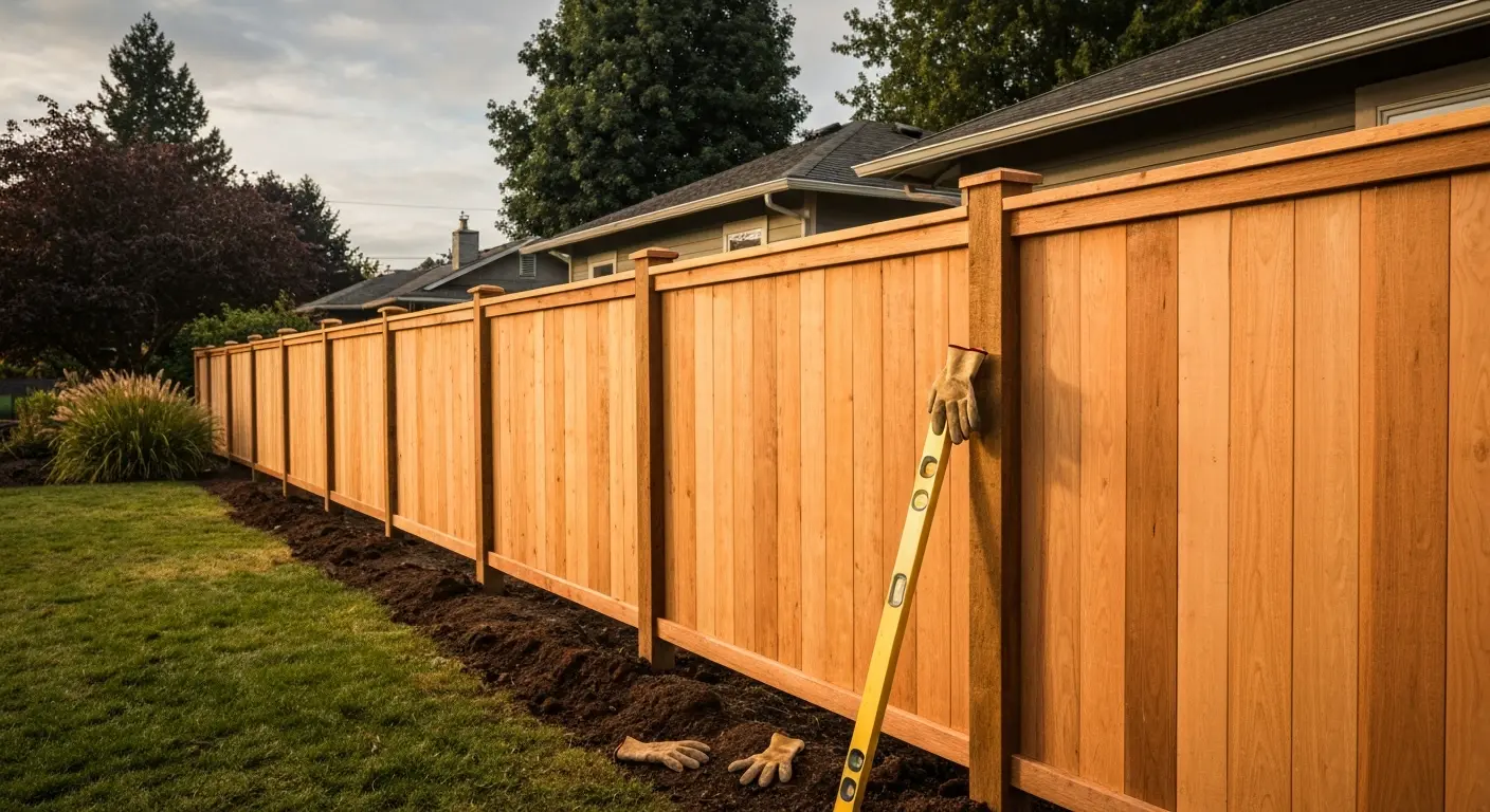 Wood fence installation