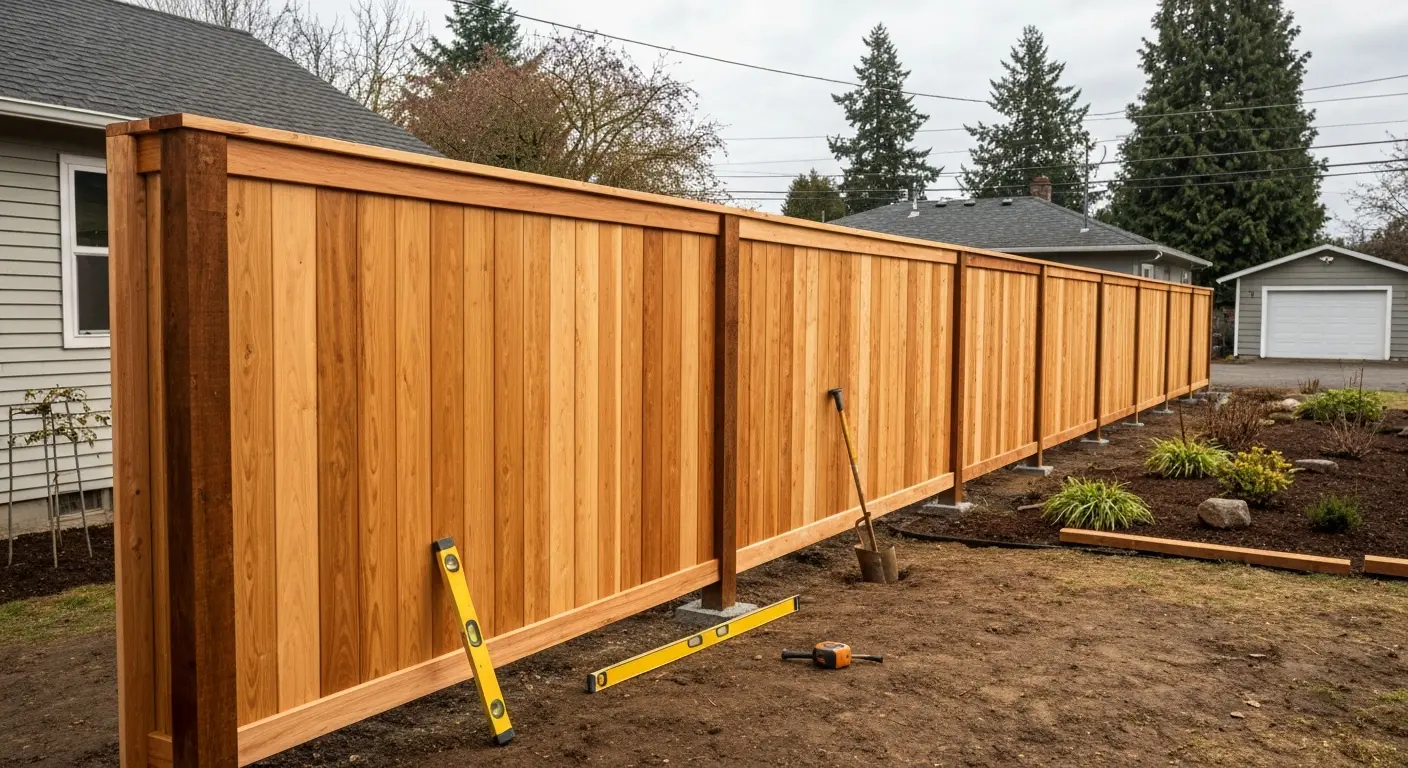 Wood fence installation project