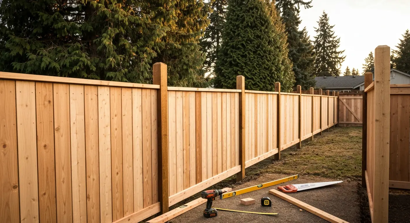 Wood fence installation in Turner