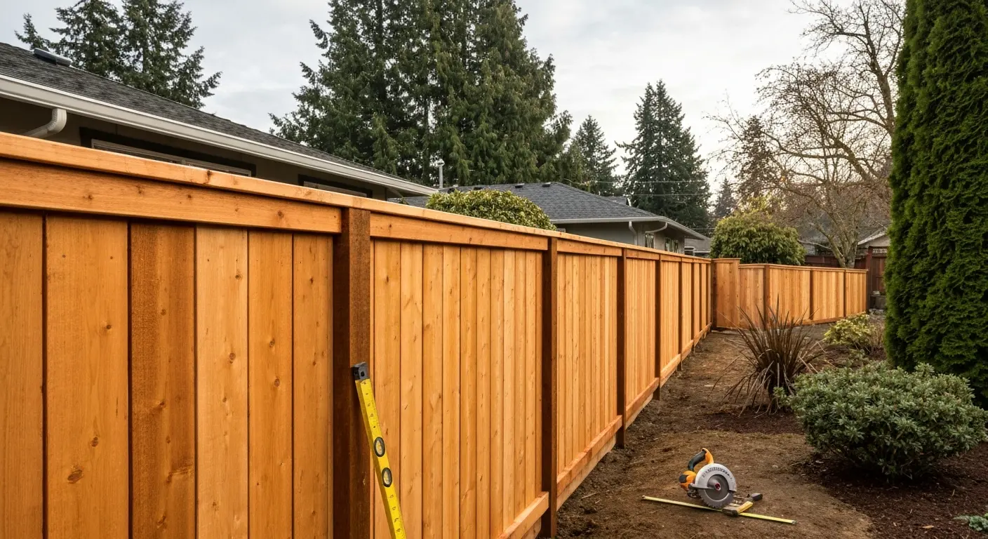 Wood privacy fence installation in Salem