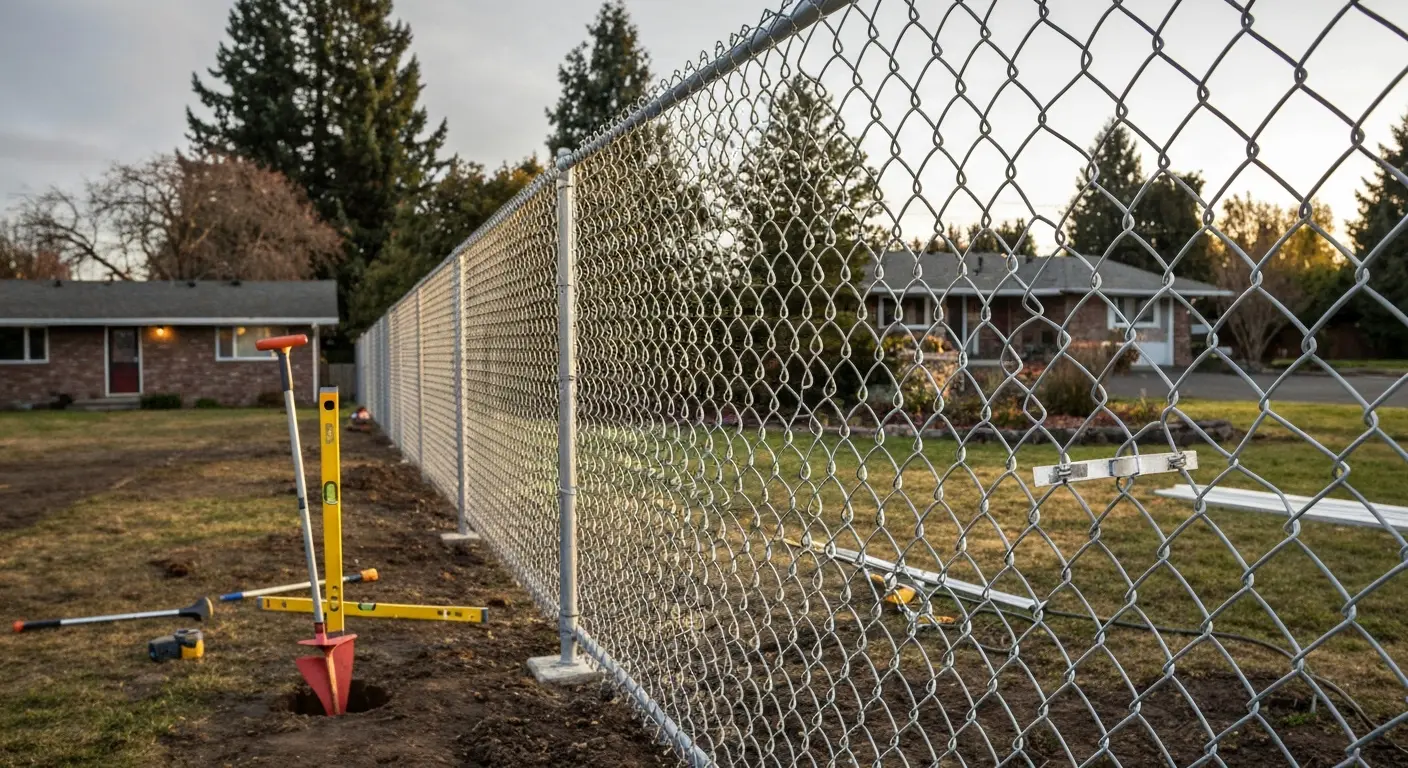 Residential chain link fence installation in Salem