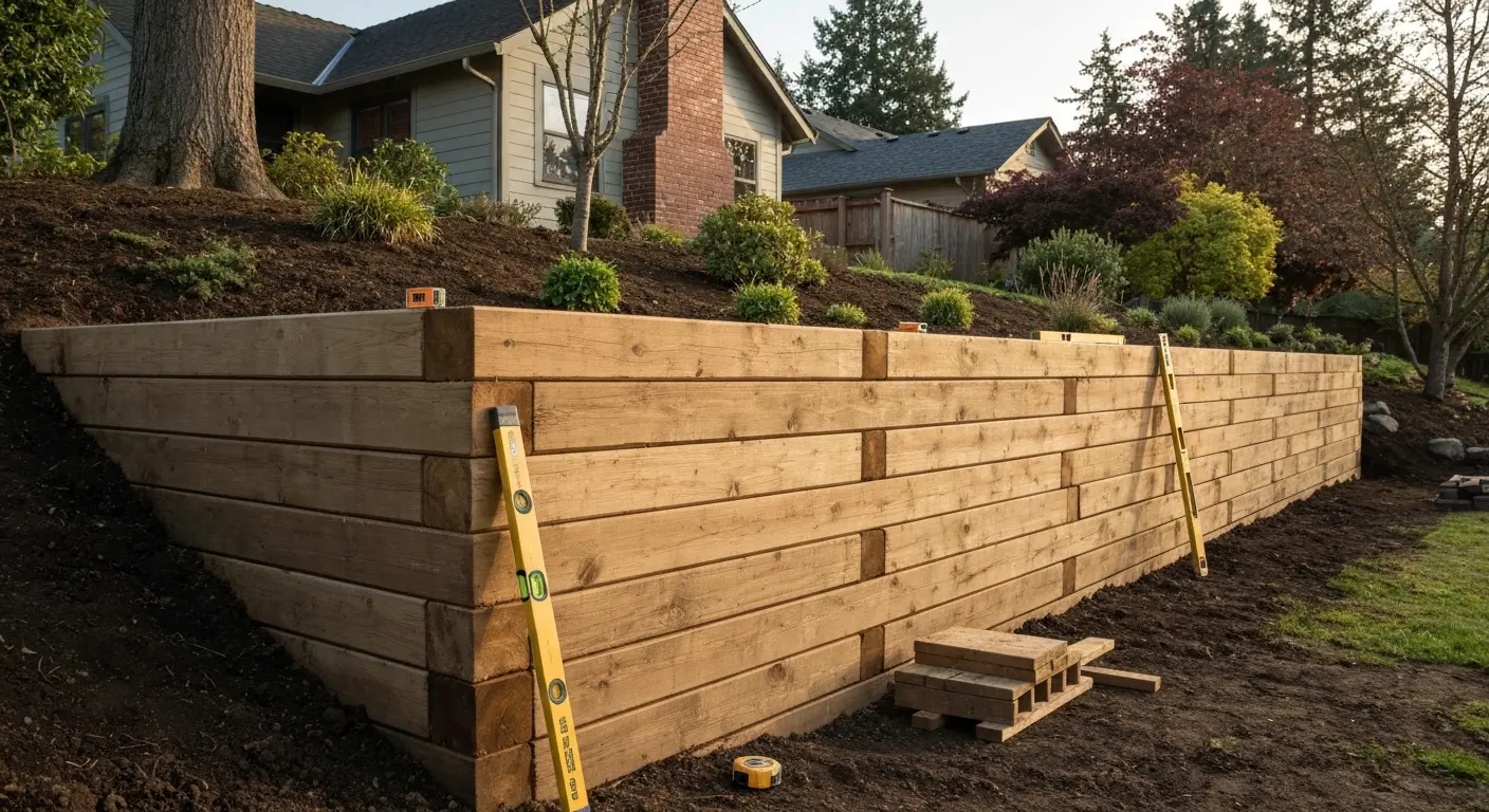 Timber retaining wall