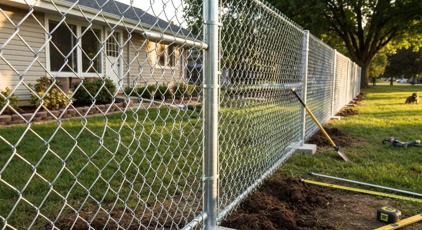 Chain link fence installation