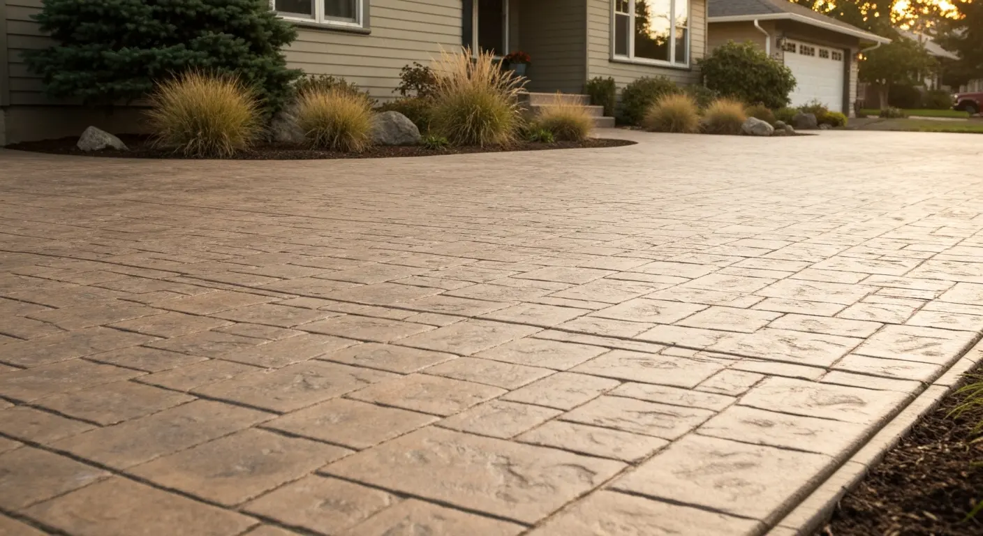 Stamped concrete driveway