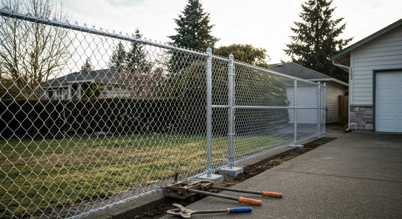 Chain-link fence installation