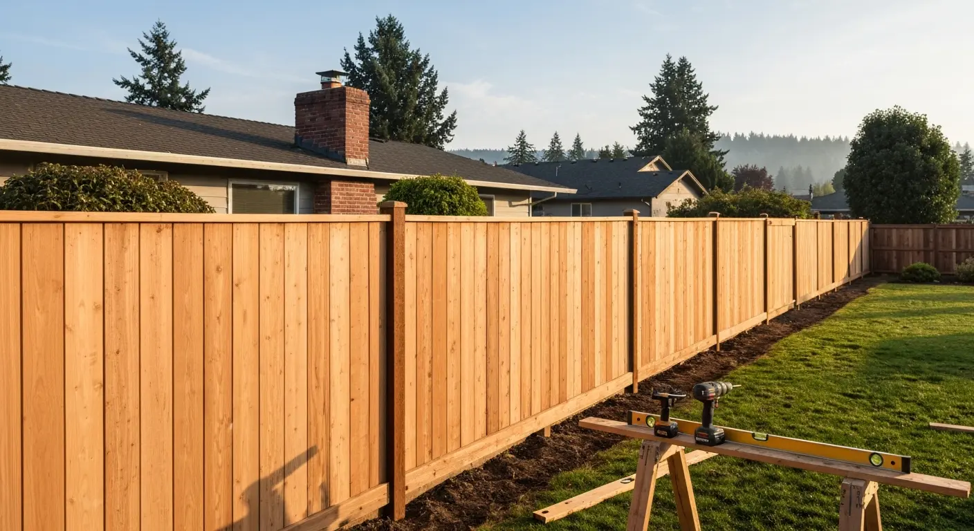 Wood fence installation