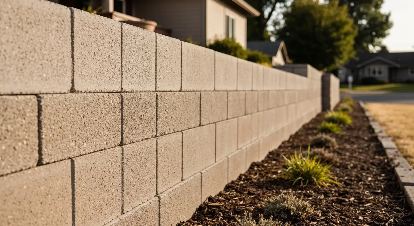 Concrete block retaining wall