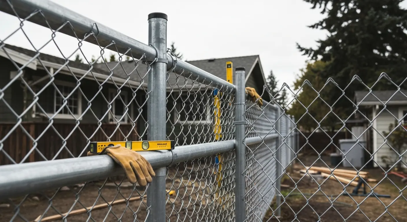 Chain link fence installation