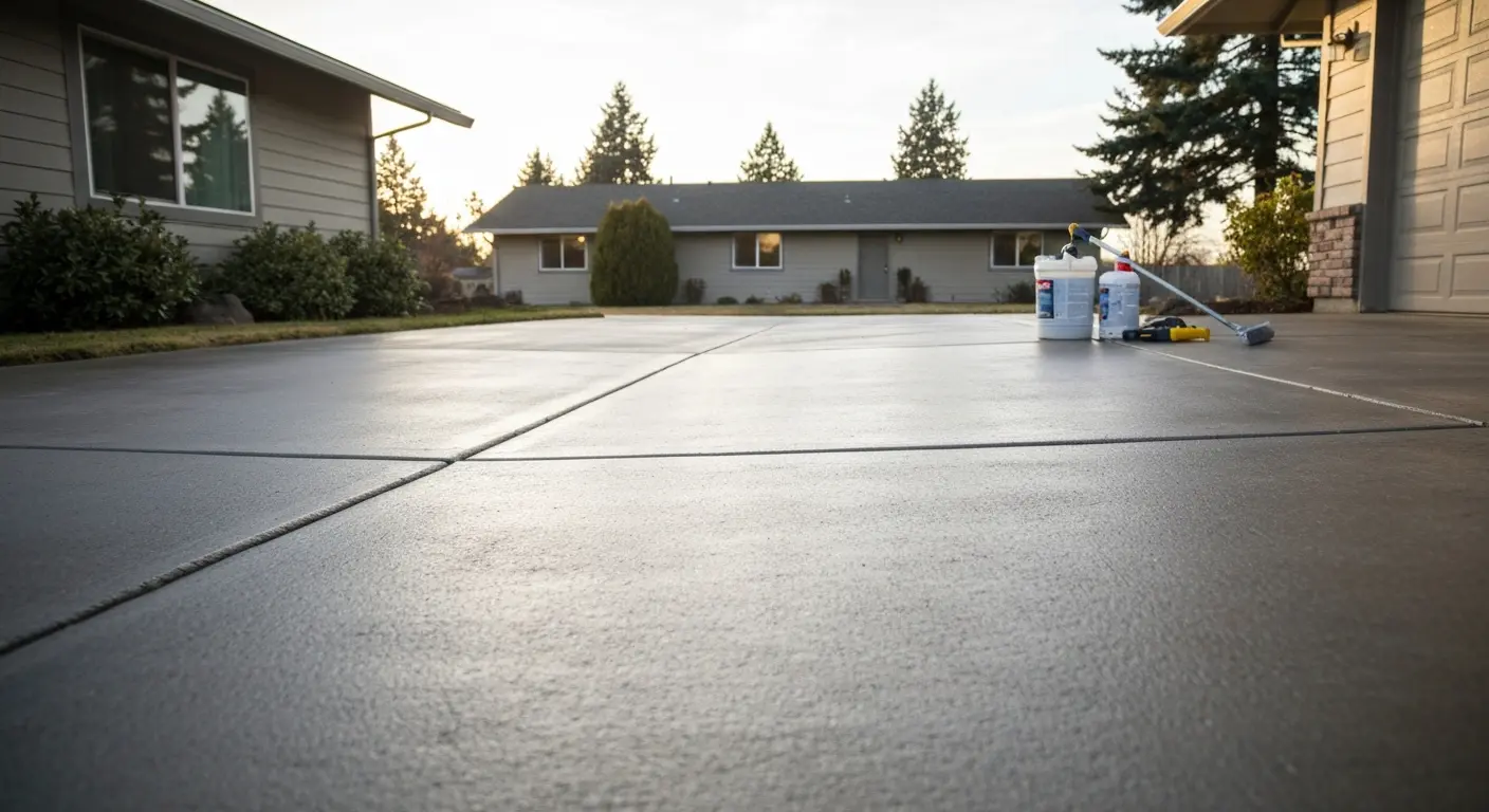 Concrete driveway repair work