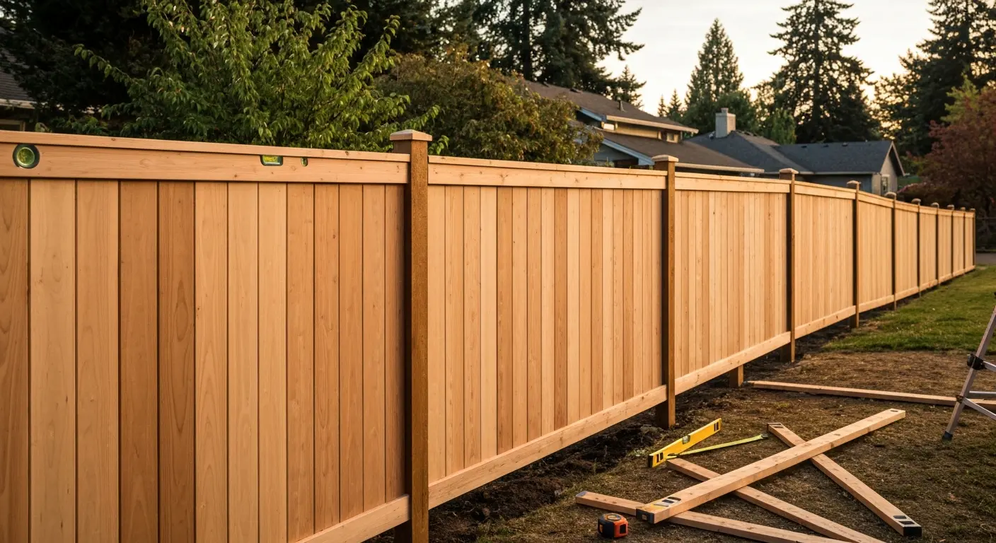 Wood fence installation