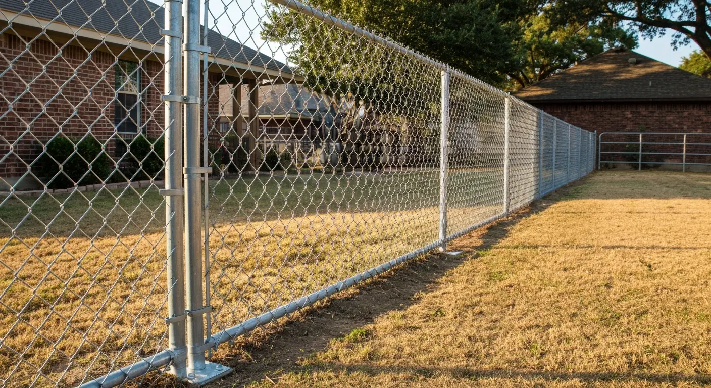 Chain link fence for pet containment