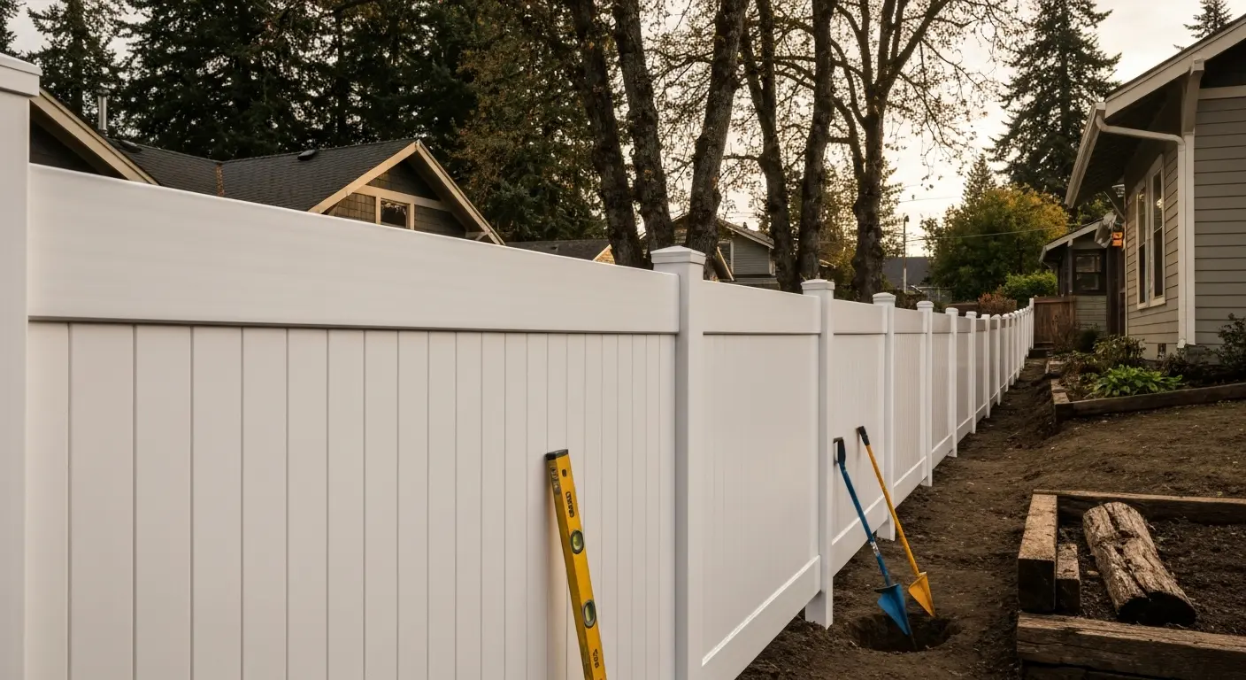 Vinyl fence installation