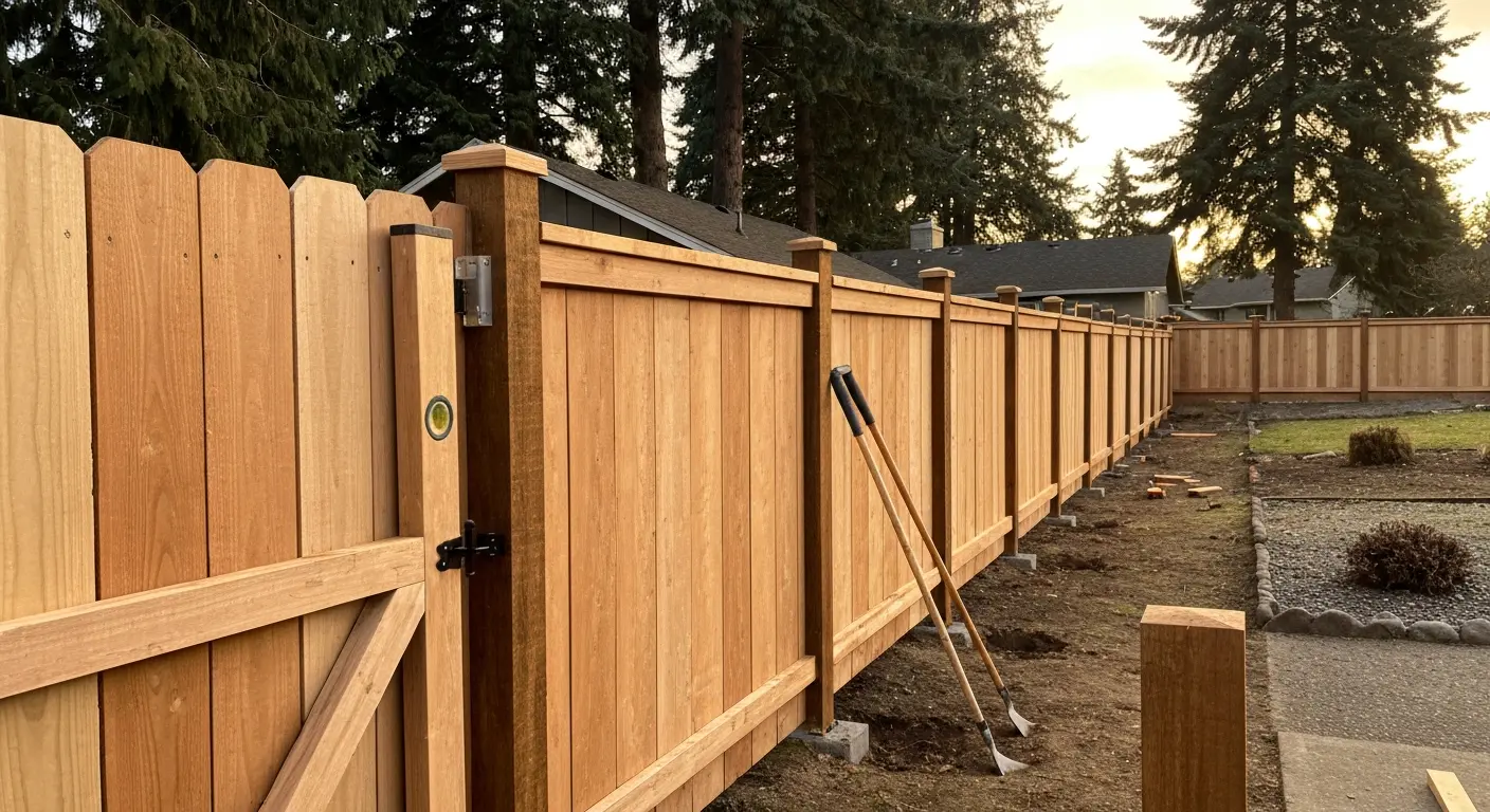 Wood fence installation