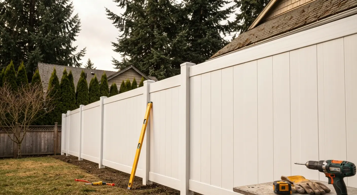 Vinyl fence installation