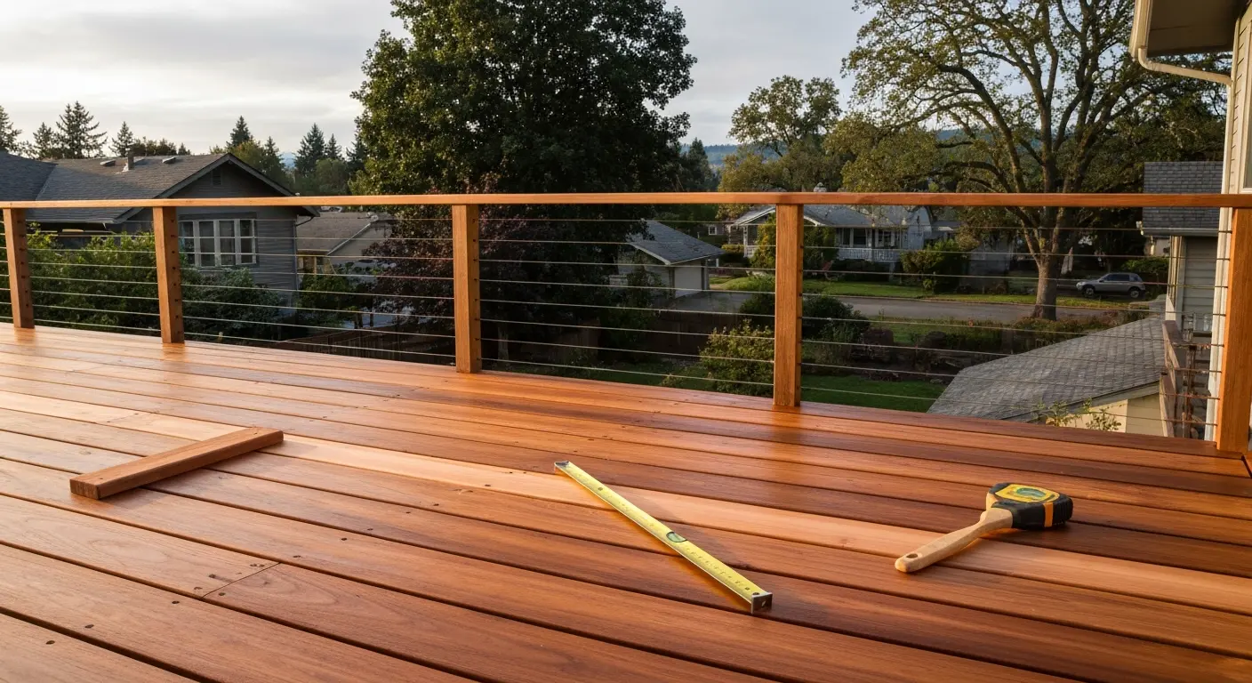 Custom wood deck with modern railing
