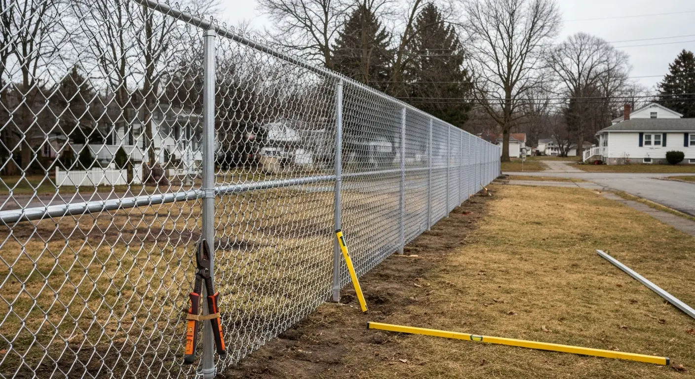 Chain link fence installation