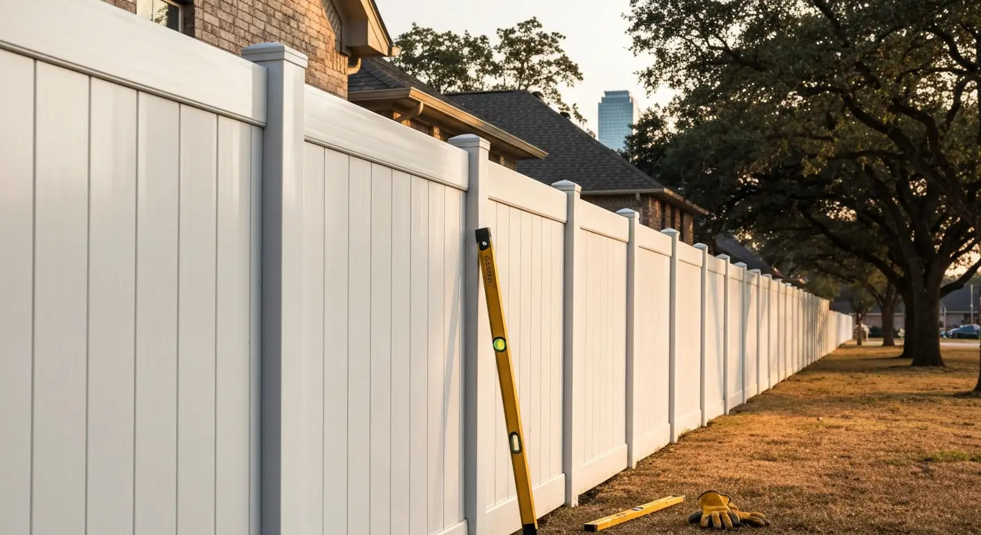 White vinyl fence installation