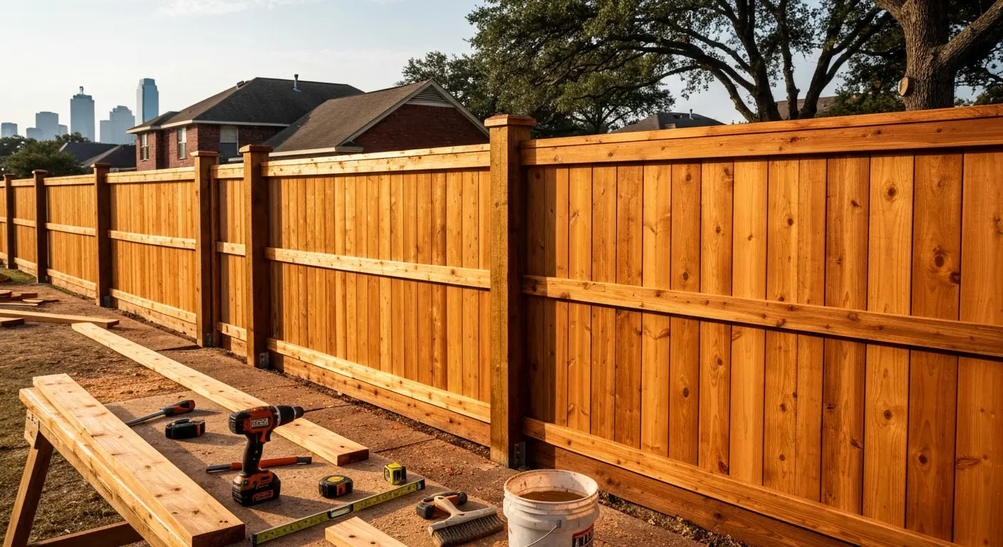Cedar wood fence installation in Dallas