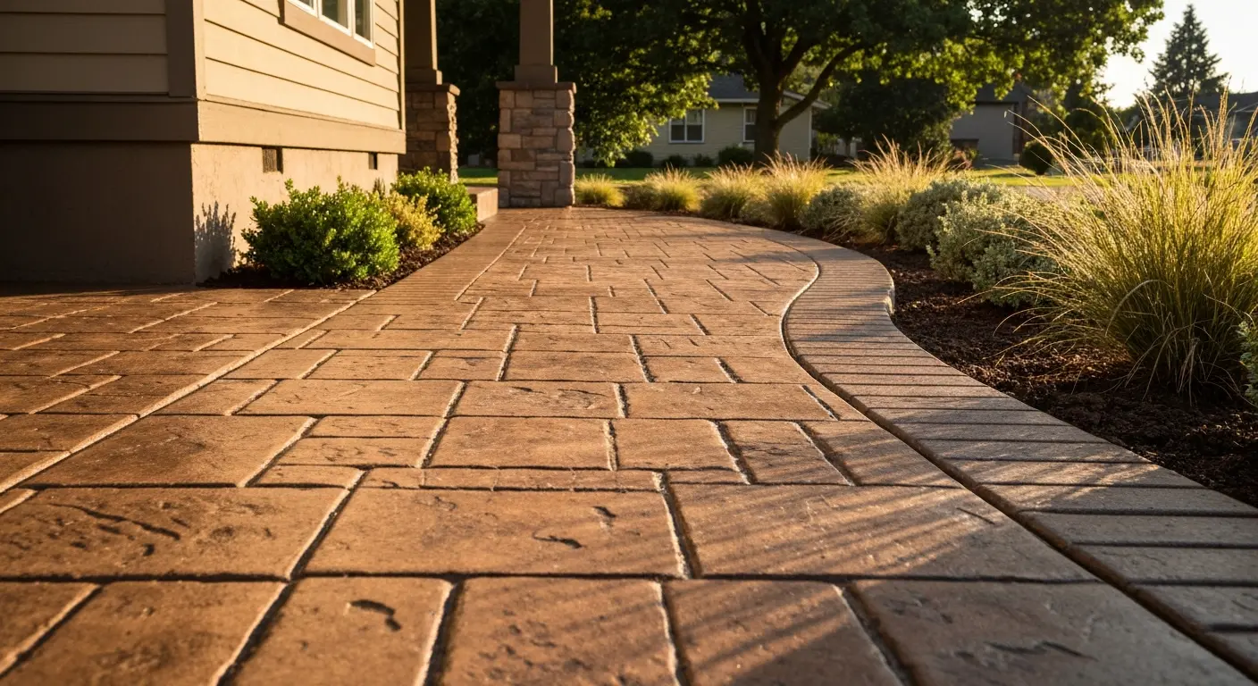Stamped concrete walkway