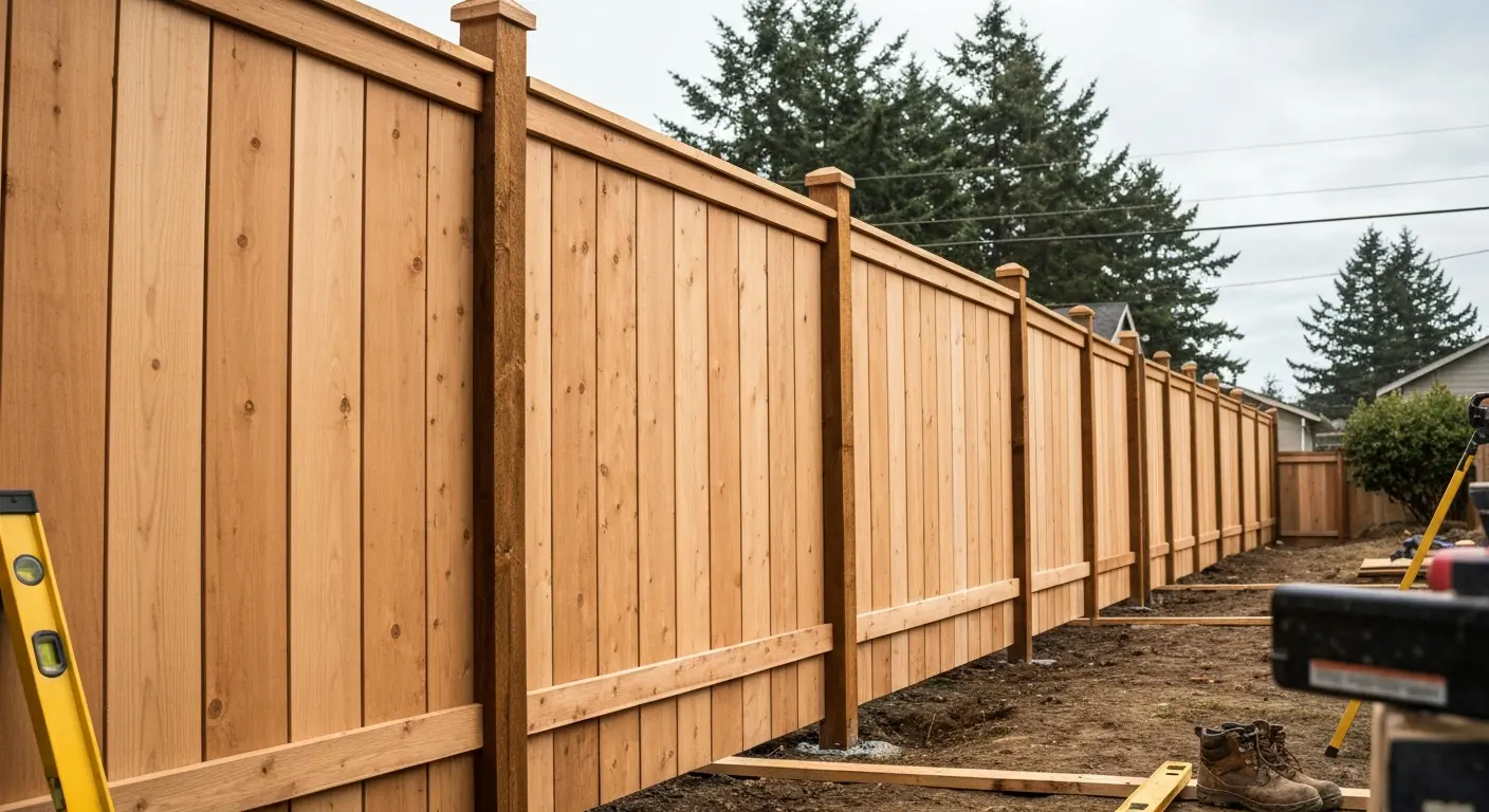 Wood fence installation