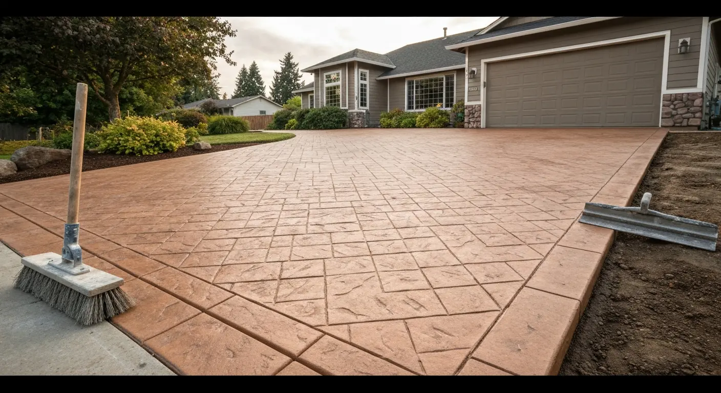 Stamped concrete driveway
