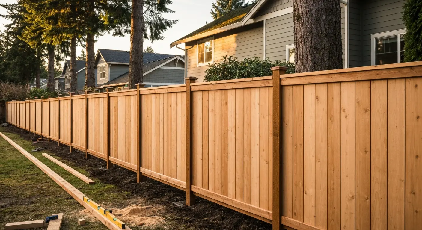 Wood fence installation