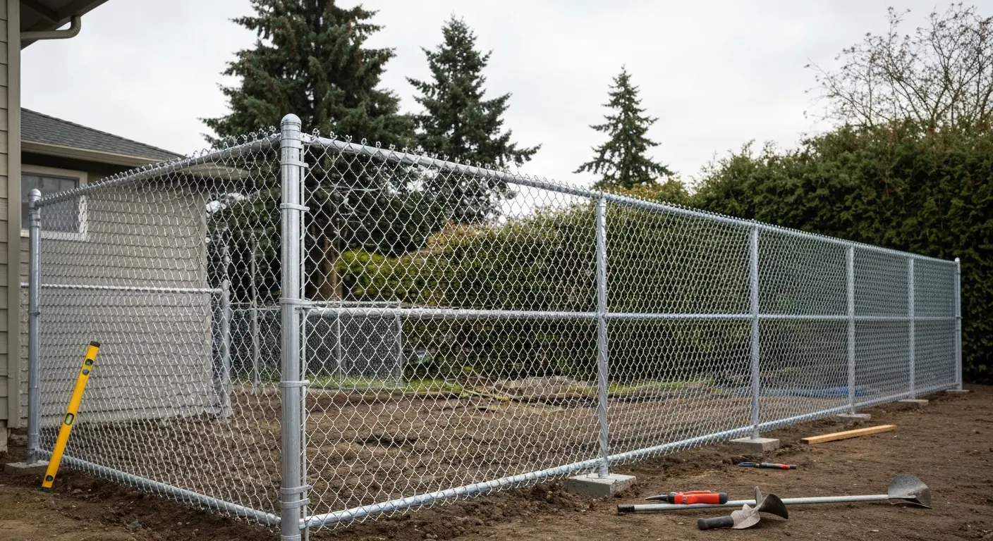 Chain link fence installation