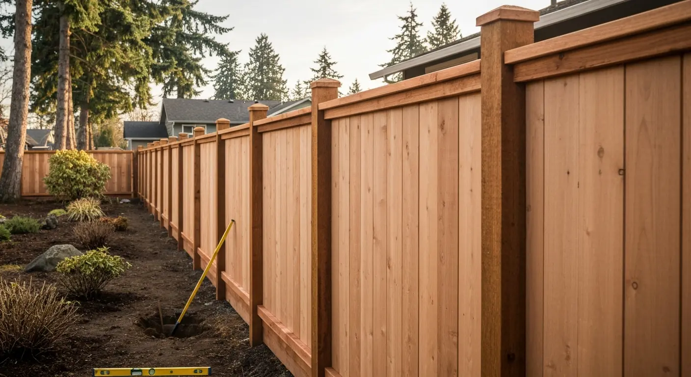 Wood fence installation