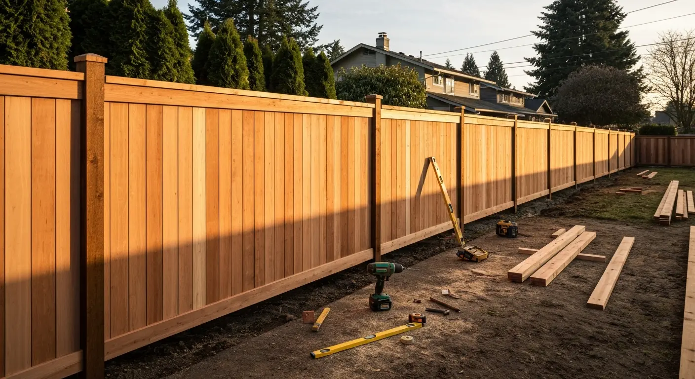 Wood fence installation
