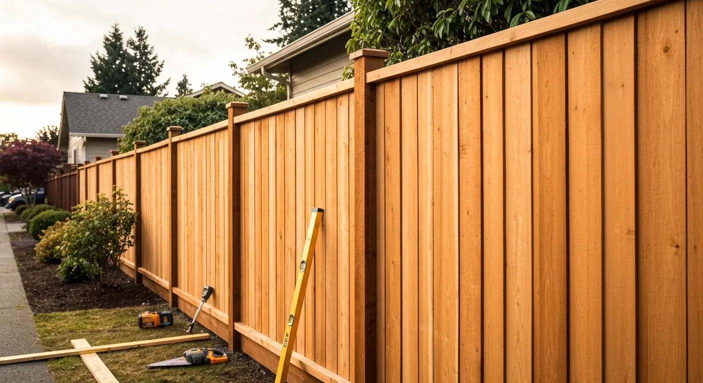 Wood fence installation