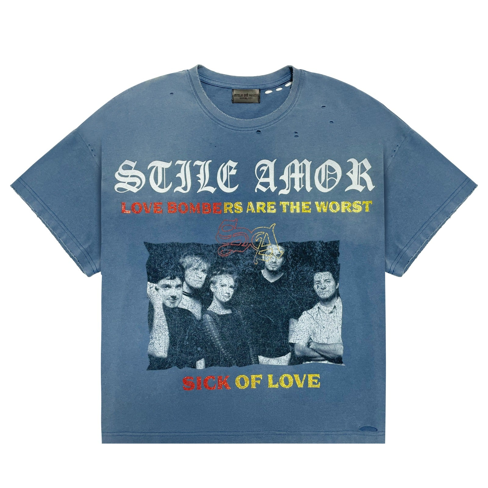 Stile De Amor Love Bomber Tee Blue — Stile De Amor