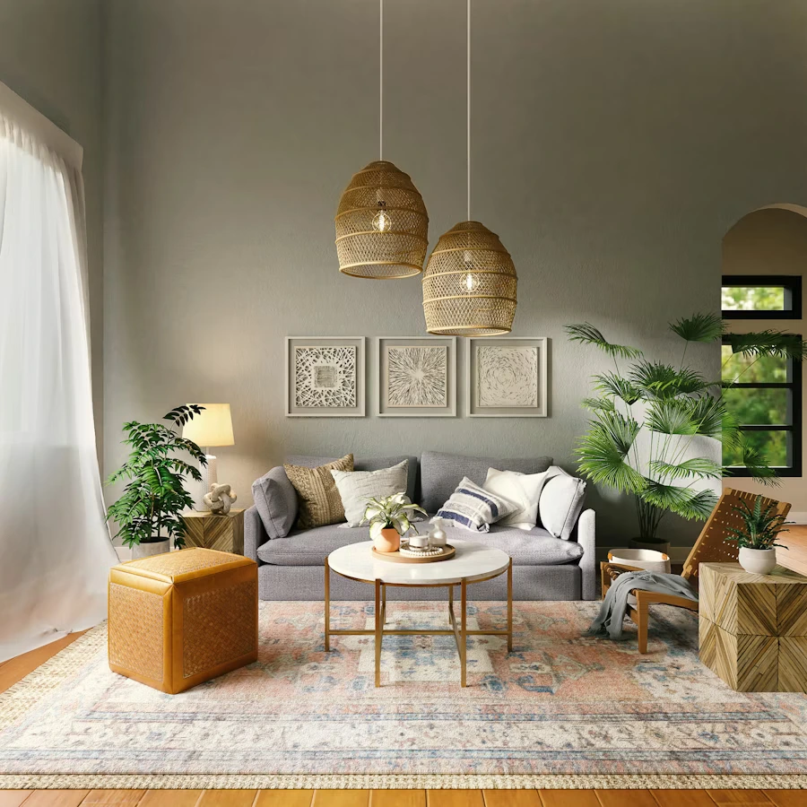 Painted accent wall in a modern living room