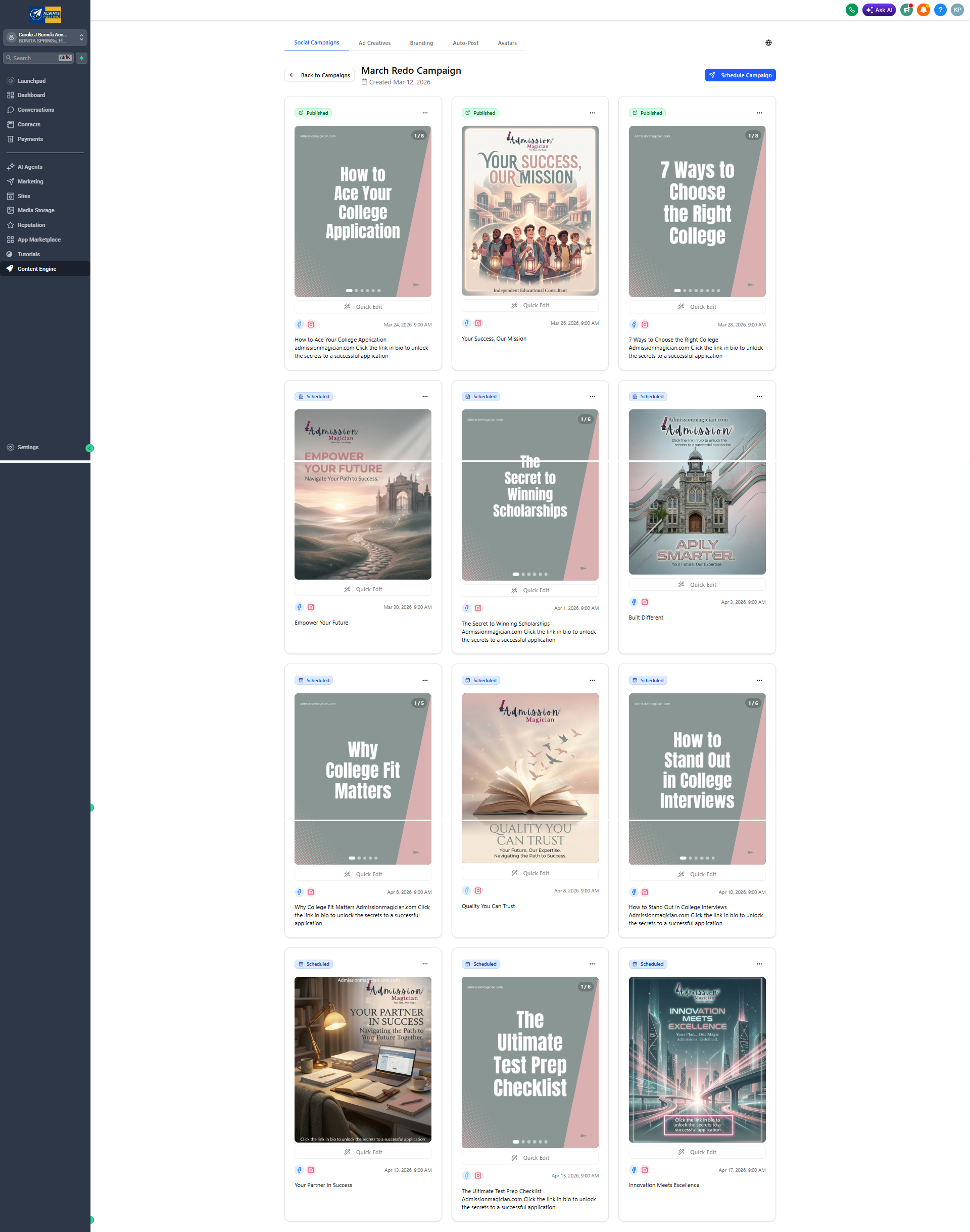 Carole's Brand Campaign inside Always Posting