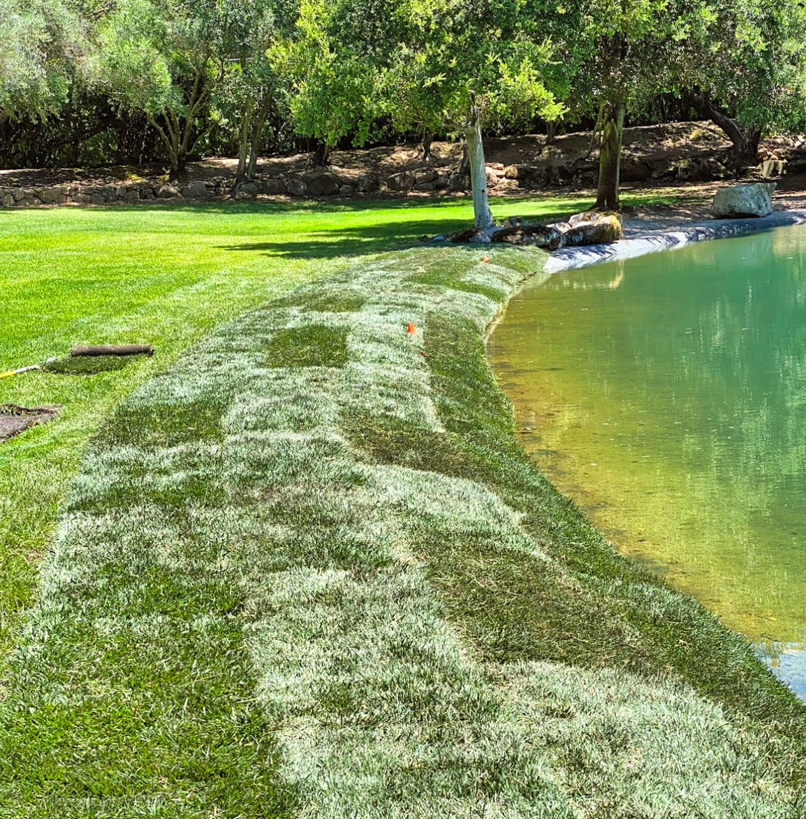 Ongoing landscape maintenance crew at work