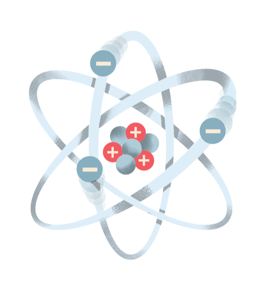 Atom with subatomic particles.