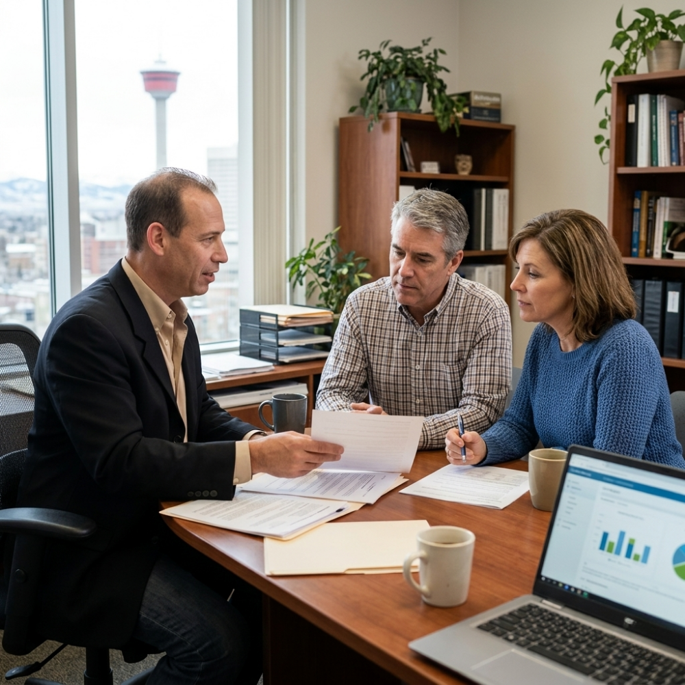 Couple reviewing mortgage renewal options