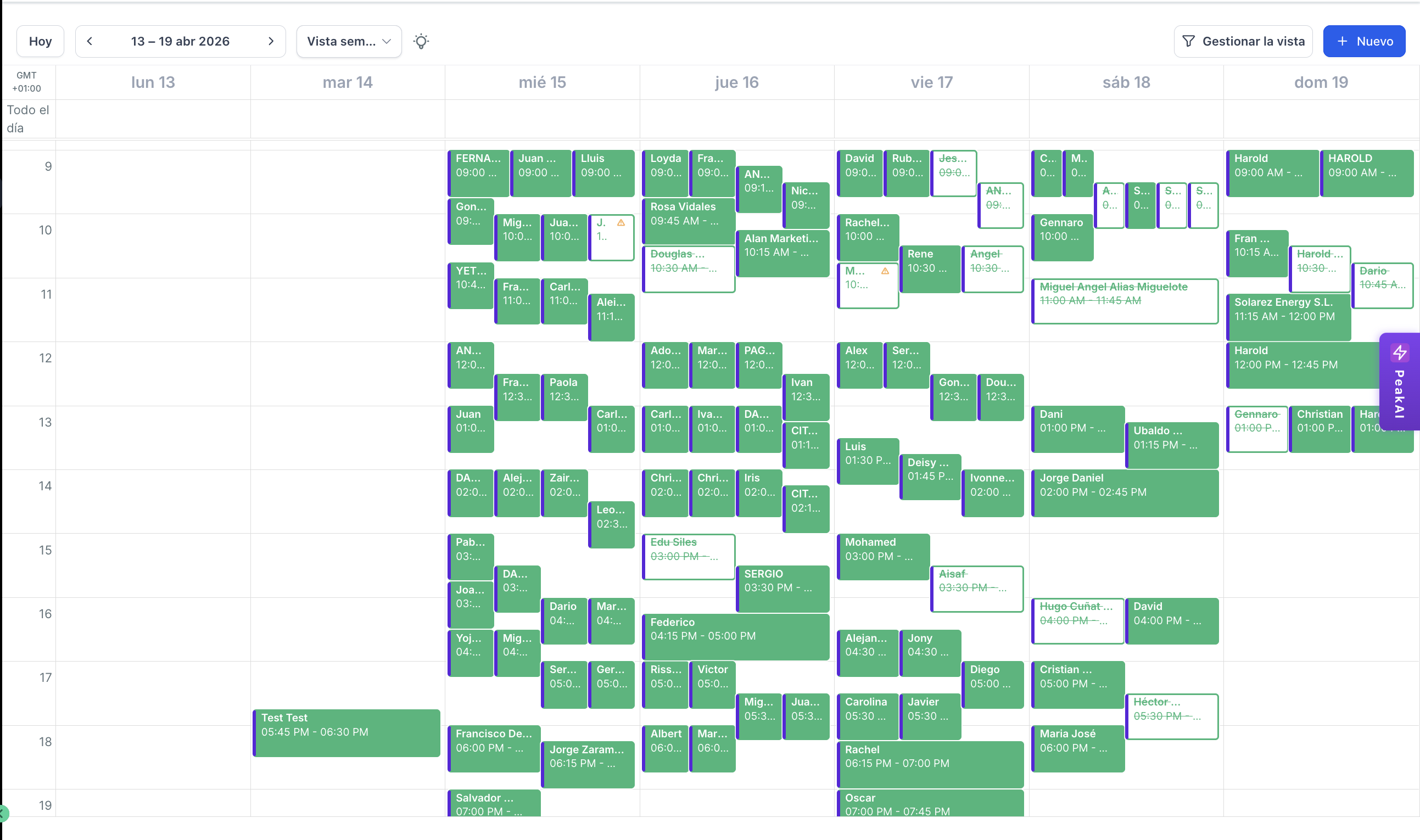 Agenda semanal llena de citas cualificadas