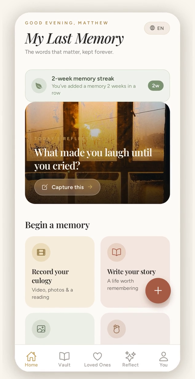 The My Last Memory app