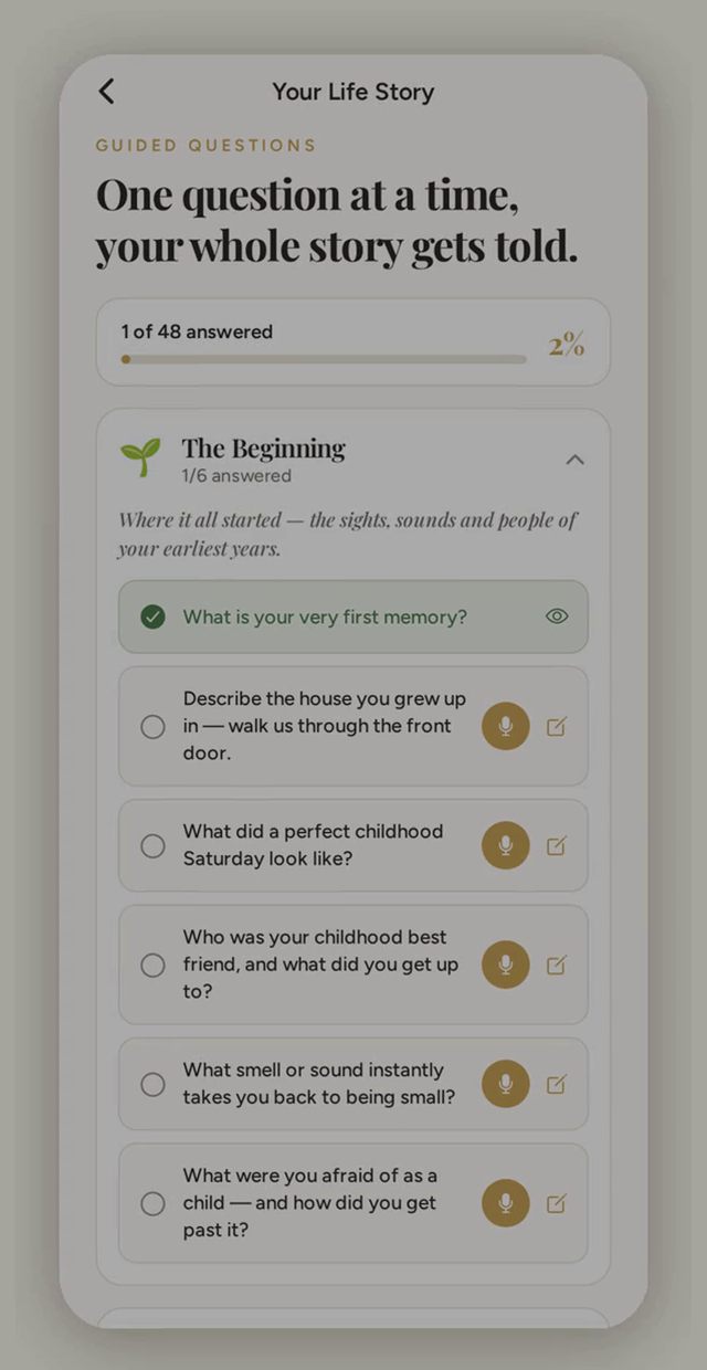 Guided questions in the app