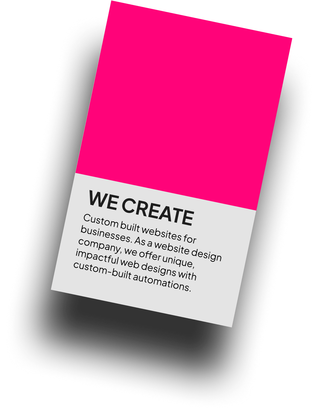 A solid pink Pantone color swatch from SavvyChic Design with the text 'We Create' overlaid, representing the agency's creative services and design capabilities.
