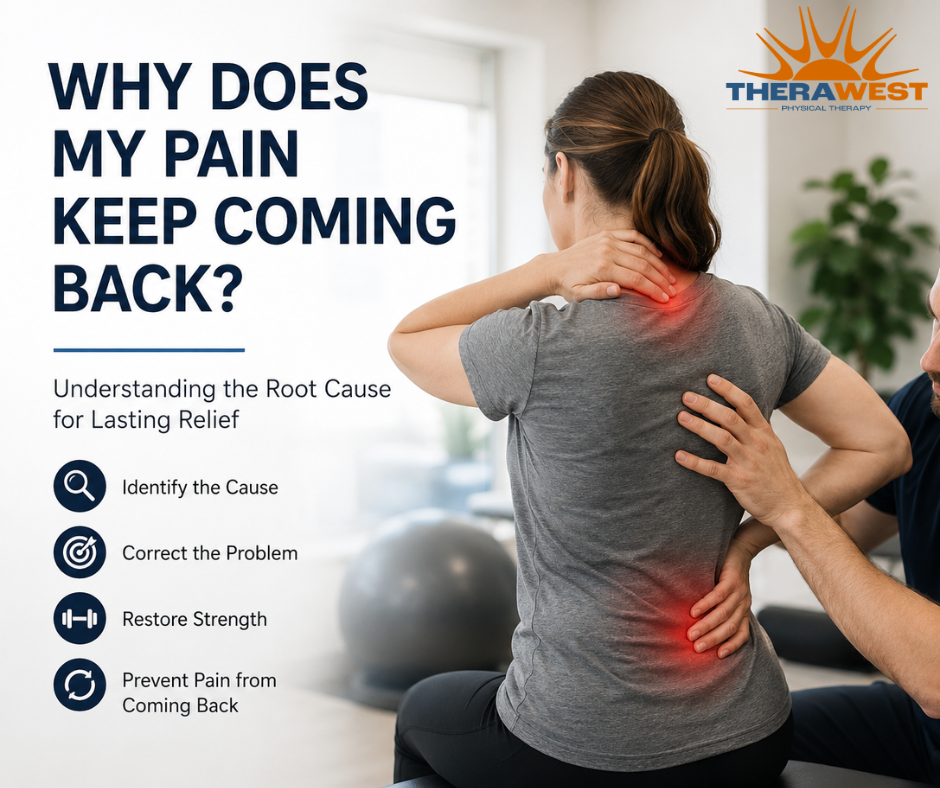woman with back pain that keeps coming back. 