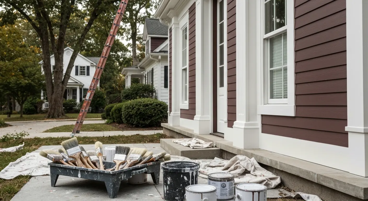 Exterior painting on home
